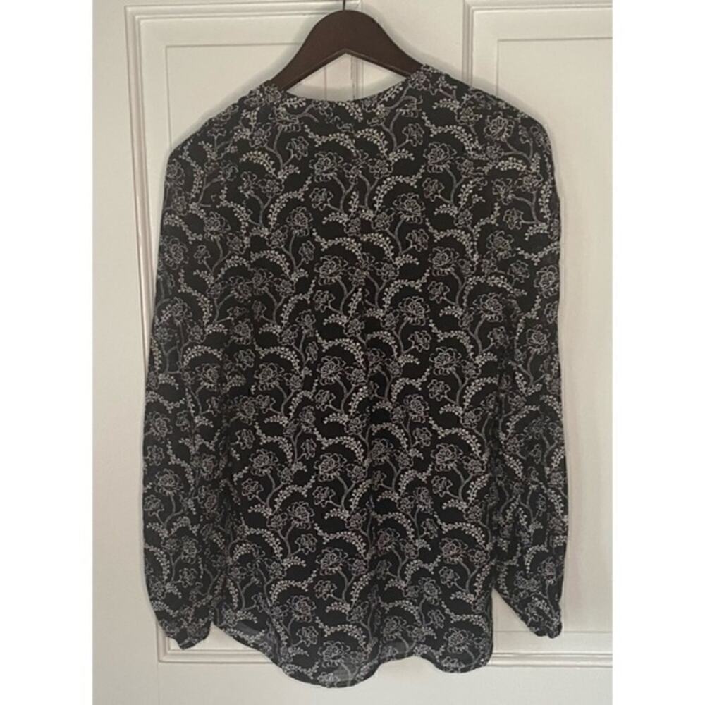 A.L.C. Adara Black and White Floral Long Blouson Sleeve Silk Blend Top 4 NWT - Picture 5 of 7